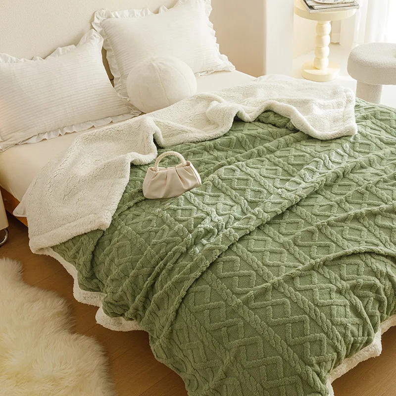 Large-Size-Polyester-Sherpa-Fleece-Reversible-Throw-Blanket-Knitted-Bed-Cover-and-Sofa-Throw-Plain-Style-for-Winter