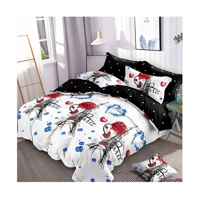 Latest-Custom-made-130gsm-Bedding-Set-4pcs-Floral-Leaves-Pattern-Duvet-Cover-Flat-Sheet-for-Home-Use
