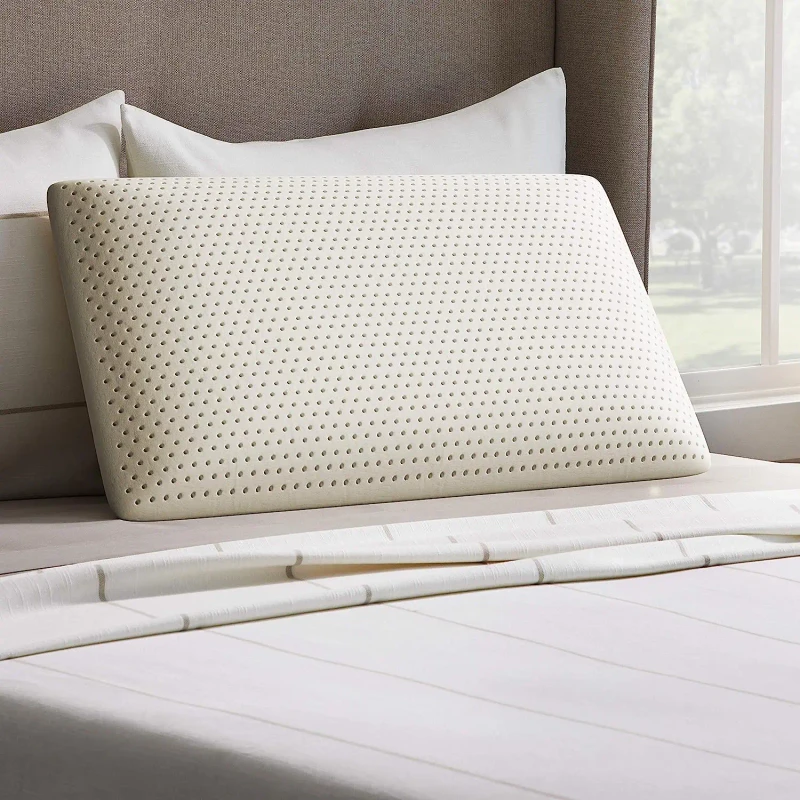 Latex-Foam-Pillow-Mid-Loft-Medium-Plush-Feel-Removable-Cotton-Cover-Dorm-Room-Essentials-Queen