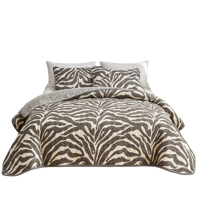 Leopard-Printing-Quilted-Bedspread-Coverlet-Bed-Cover-Set
