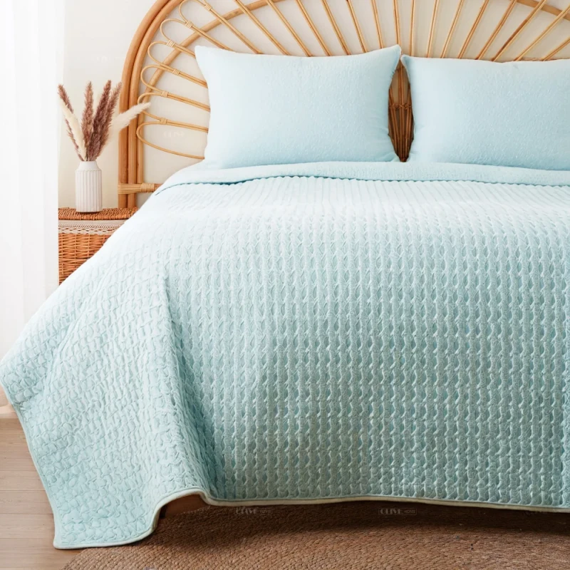 Light-Blue-Brushed-100-Polyester-Coverlet-Set-Quilted-Bedding-Set-Cross-Stitch-Quilt-Cover-Set-Summer-Bedspread-Customized-Size