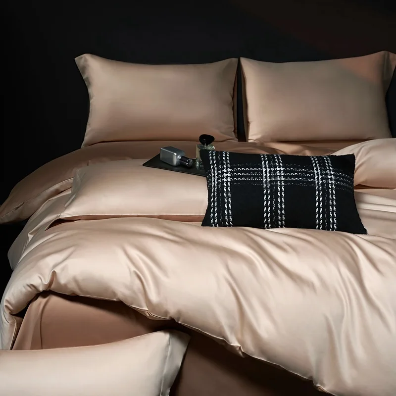 Light-Luxury-100-Thread-Count-5A-Antibacterial-Four-Piece-Customizable-Bed-Sheet-Set-Quilt-Cover-Bed-Skirt-Four-Seasons-Bedding