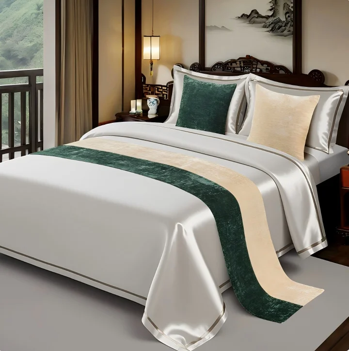 Light-Luxury-Bed-Runner-Bed-Scarf-Bed-End-Mat-Cushion-Pillow-Solid-Color-Bedding-for-Inns-Weddings-Hotels-and-Guesthouses