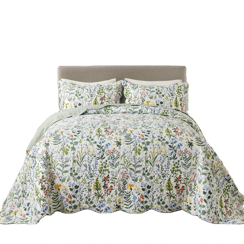 Lightweight-Breathable-Microfiber-3-Piece-Fresh-Springtime-Floral-Quilted-Bedspread-Coverlets-Bed-Covers-for-All-Season