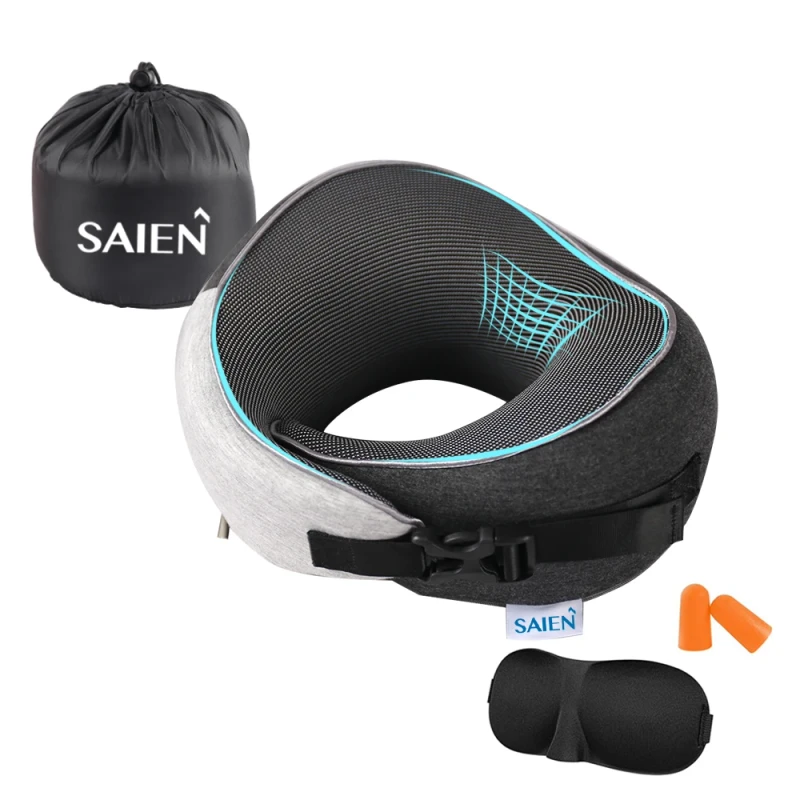 Lightweight-Portable-Travel-Neck-Pillow-U-Shape-Memory-Foam-Anti-Snore-Folded-Design-with-Custom-Logo-for-Car-Use
