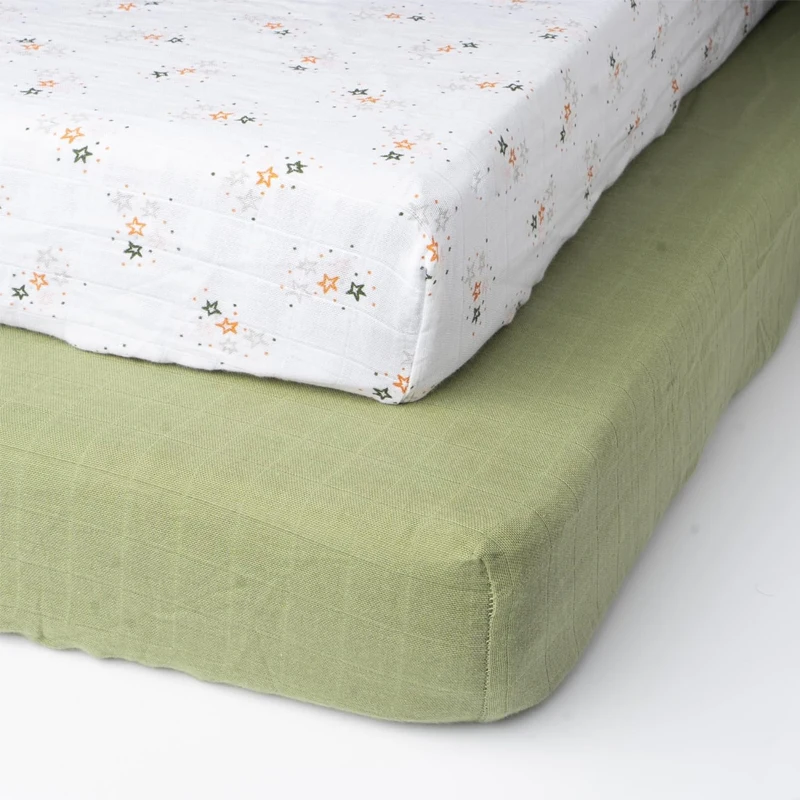 Linen-Bamboo-100-Cotton-Baby-Crib-Bedding-Set-with-Ruffles-Beige-Bedding-for-Newborn-Fitted-Sheet