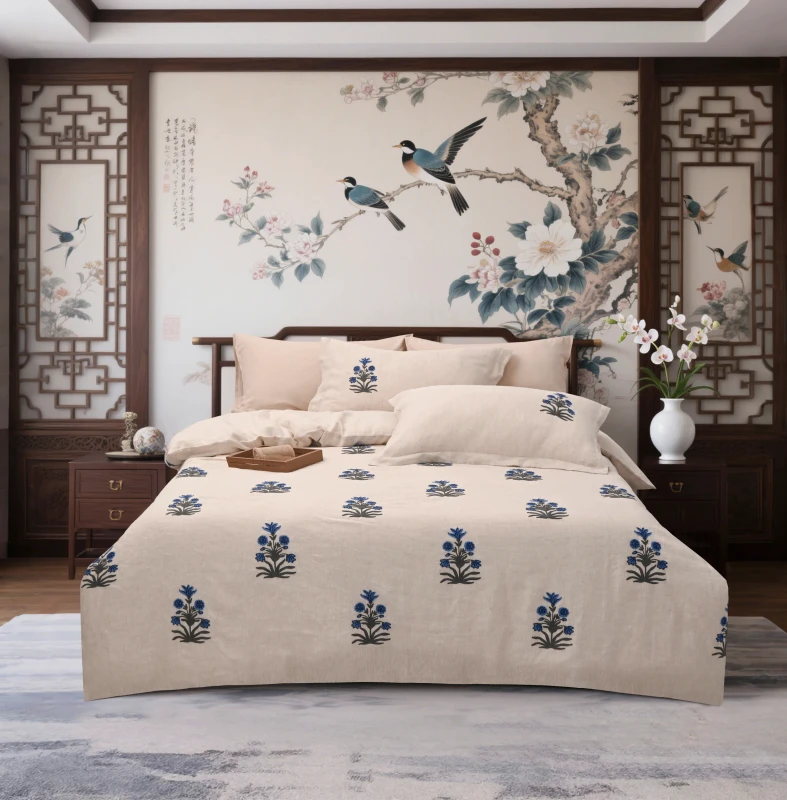 Linen-Bedding-Set-4-Piece-Bedding-Set-Embroidered-Embroidery-Natural-Breathable-Skin-Friendly-Soft-Luxury