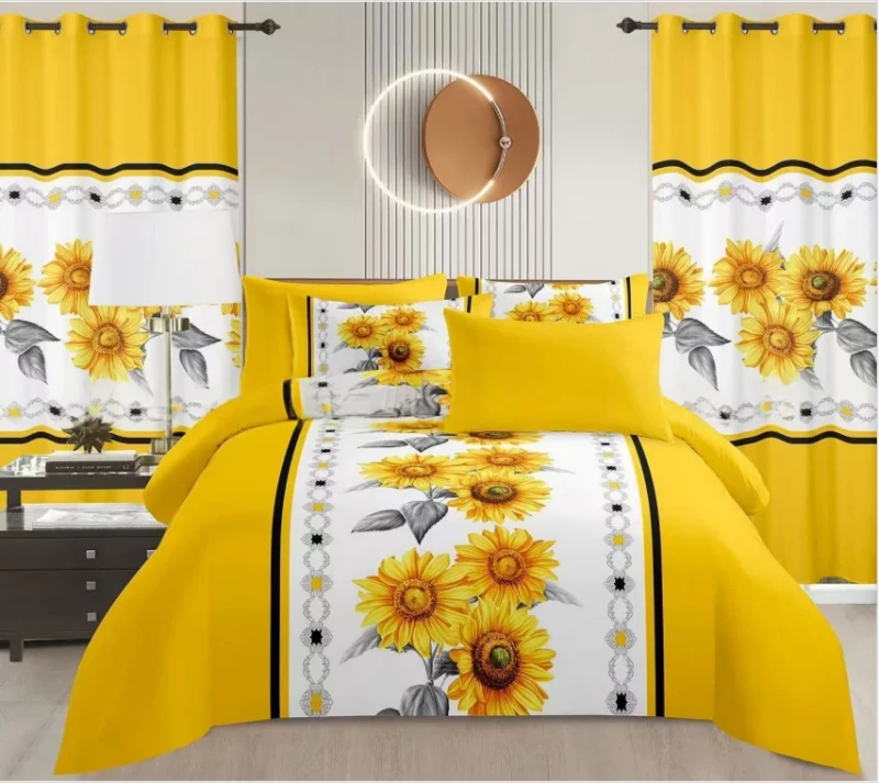 Low-MOQ-In-stock-8-piece-Bedding-Set-with-Curtains-One-Fitted-Sheet-One-Flat-Sheet-Four-Pillowcases-Two-Curtains