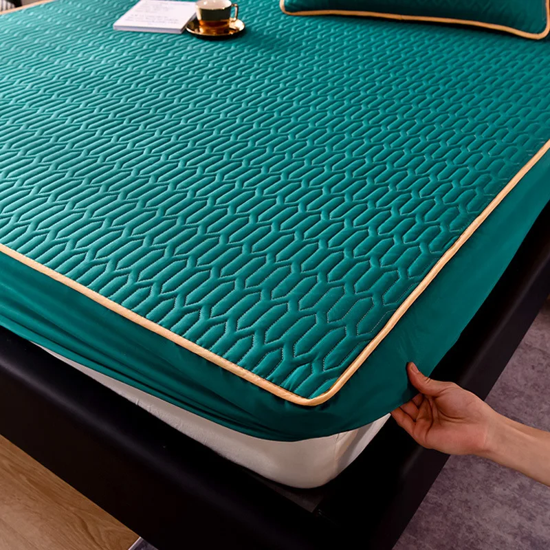 Luxurious-Bedding-Set-Bed-Sheet-Pillowcase-Antibacterial-Skin-friendly-Solid-Color-Mattress-Cover-Waterproof-Mattress-Protector