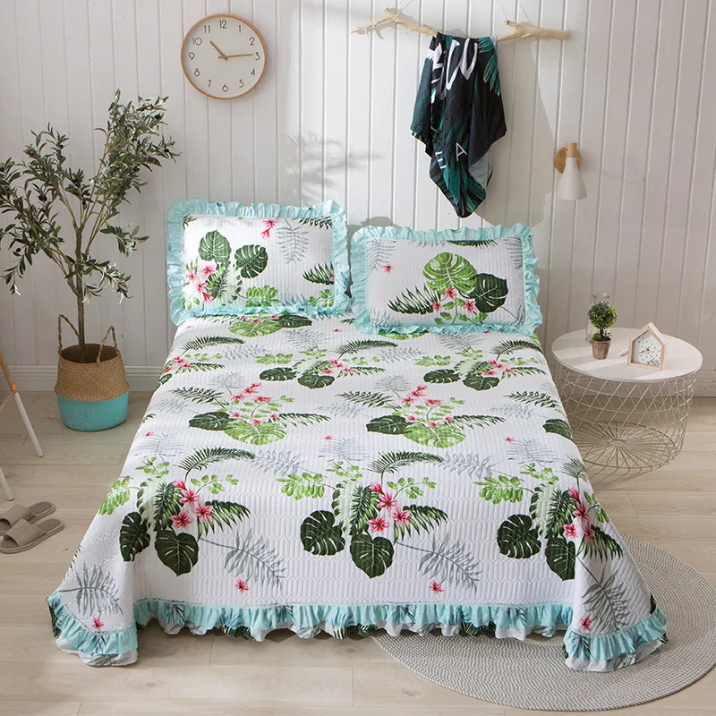 Luxurious-Floral-Bed-Skirt-Set-Double-Size-Cotton-Printed-Design-Home-Hotel-Wedding-Winter-Bedding
