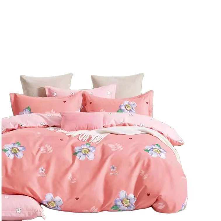 Luxurious-King-Size-Bed-Sheet-Pillowcase-Sets-Flower-Decorative-Cotton