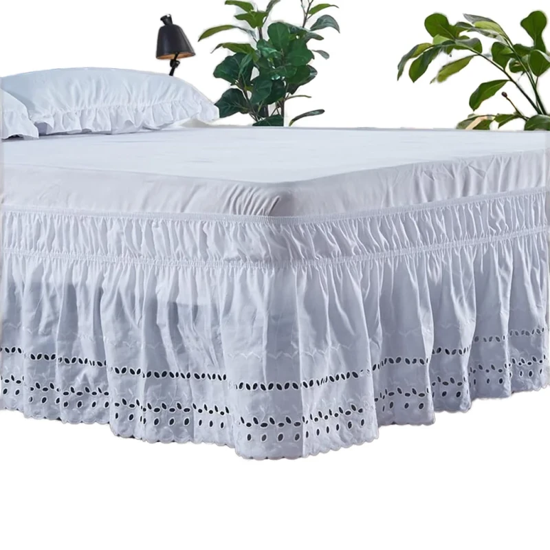 Luxurious-Solid-Color-Bed-Skirt-with-Exquisite-Lace-Embroidery-Ruffled-Design-and-Dust-Proof-Ruffles-for-Bedroom-Decoration