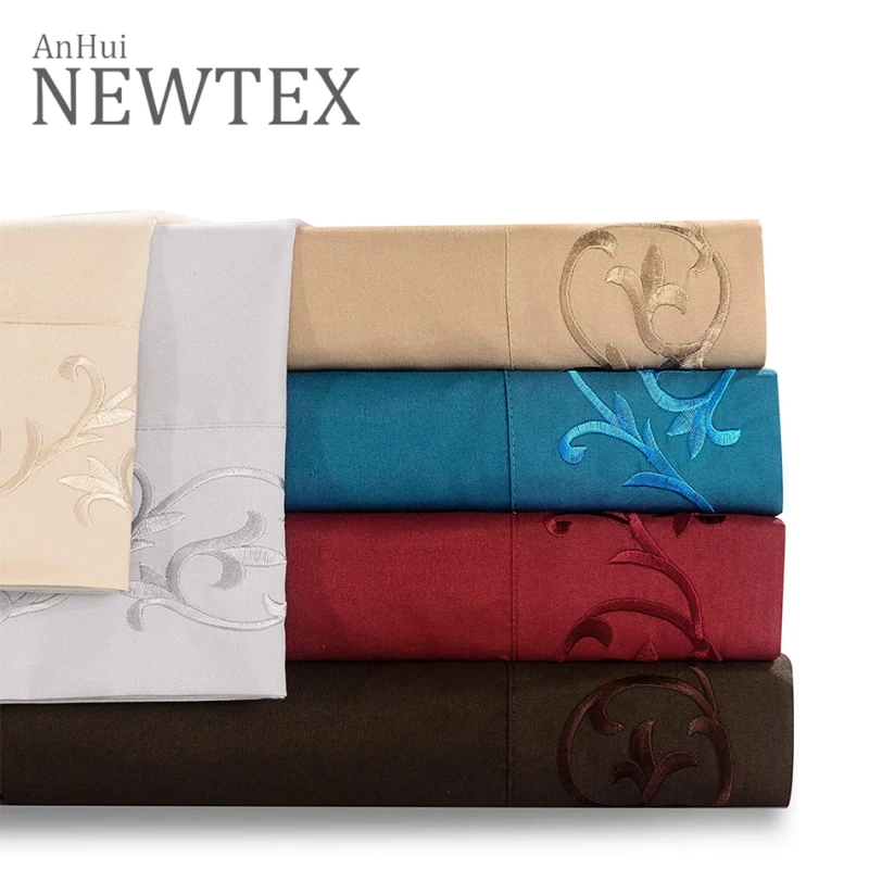 Luxury-100-Polyester-Microfiber-Embroidery-Bedding-Set-4pcs-Bed-Sheet-Pillowcase-for-USA