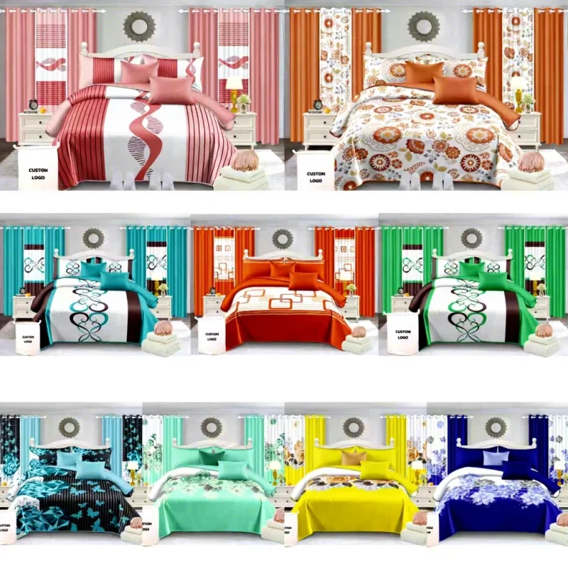 Luxury-24-Pieces-Bedding-Set-With-Matching-Curtains-25pcs-Bedspread-Carpet-Set-with-Shower-Curtains-for-King-Size