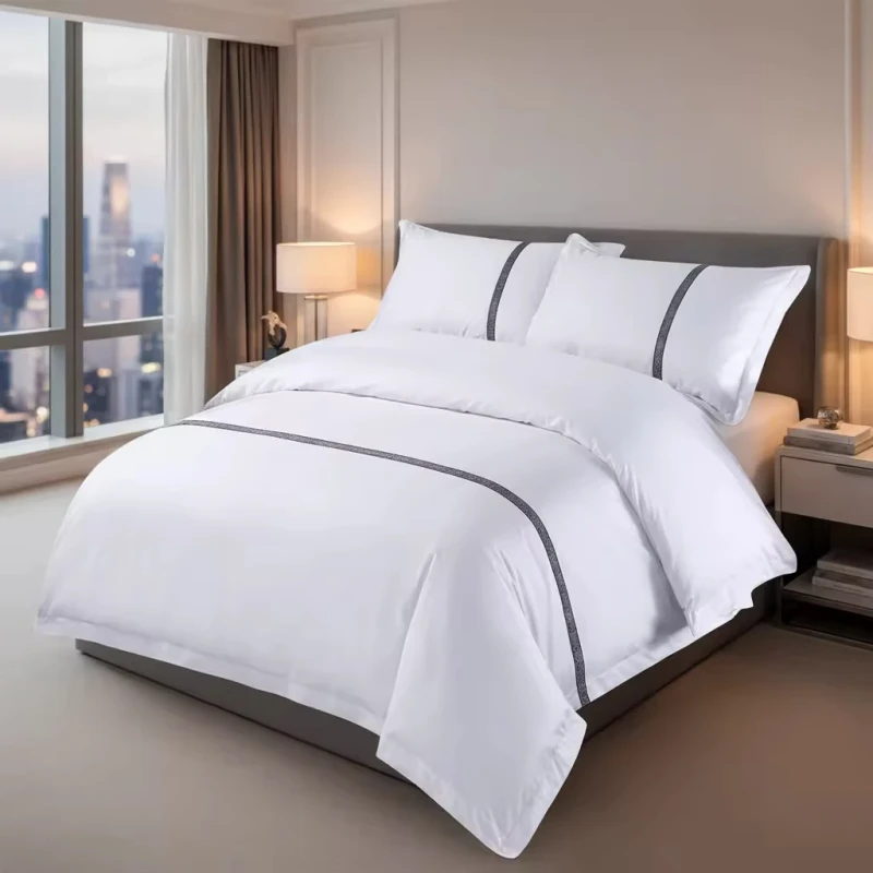 Luxury-5-Star-Hotel-Bedding-Set-100-Cotton-T250-Custom-Logo-4pcs-Solid-White-Flat-Bed-Sheets-Pillowcase-Duvet-Cover