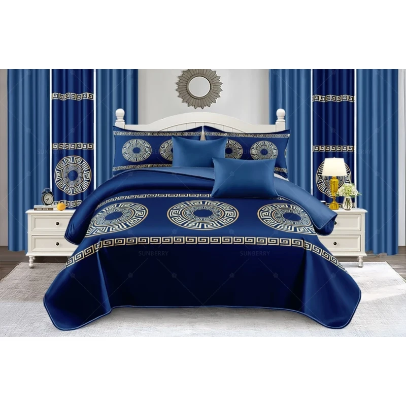 Luxury-Bed-Sheet-12PCS-Queen-Size-Bedding-Sheet-Set-with-Curtain-Cotton-Filling-Quilt-Bedspread-and-Matching-Curtains