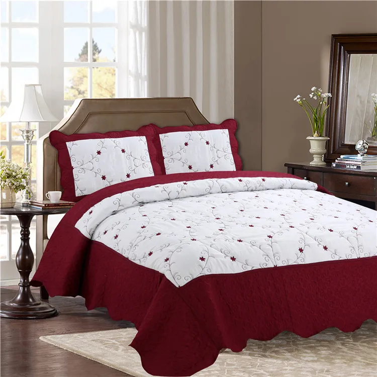 Luxury-Bedding-Burgundy-Comforter-Sets-Embroidery-Quilts-Microfiber-Quilt-Colcha-Bedspreads-Coverlet-Quilted-Bedspread