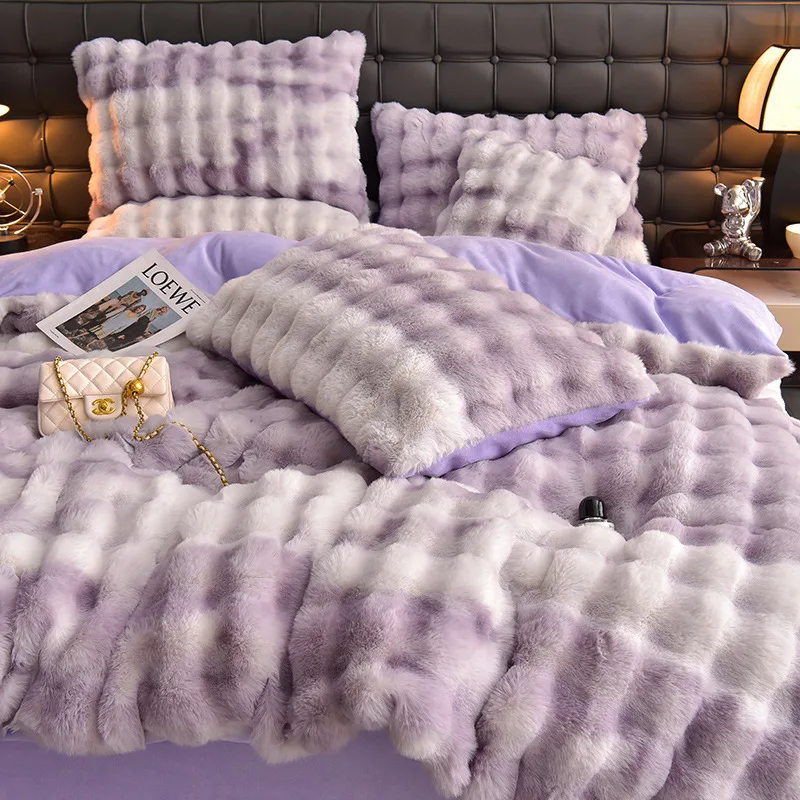 Luxury-Comforter-Cover-Set-4PCS-king-Bubble-Comforter-Cover-Quilt-Thick-Bedspread-Bed-Sheet-Simple-Woven-Comforter-for-Winter