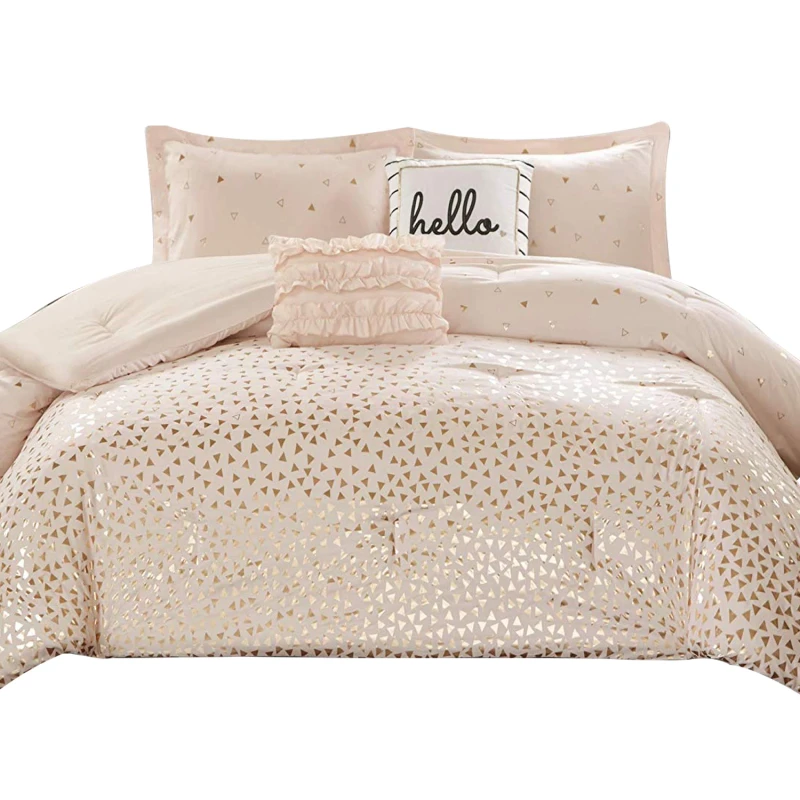 Luxury-Comforter-Set-Triangle-Metallic-Printed-Ultra-Soft-Hypoallergenic-New-Design-4Pcs-Designer-Bed-Sheet-Bedding-Set