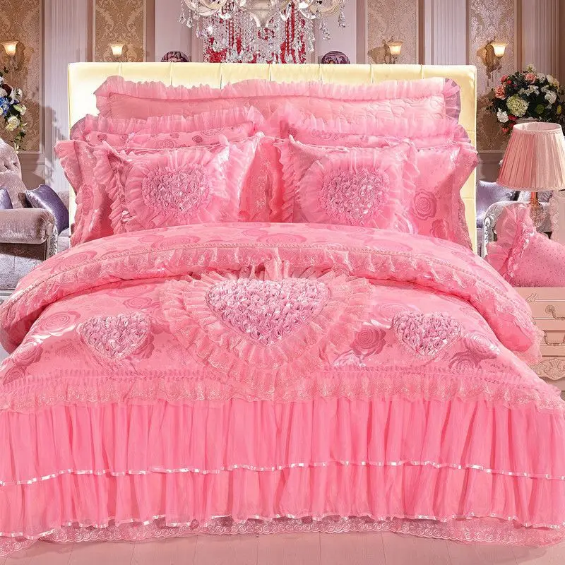 Luxury-Cotton-Duvet-Cover-Embroidered-Bedding-Set-with-Lace-Pink-Color-Bed-Sheet-Wedding-Bedding-Sets