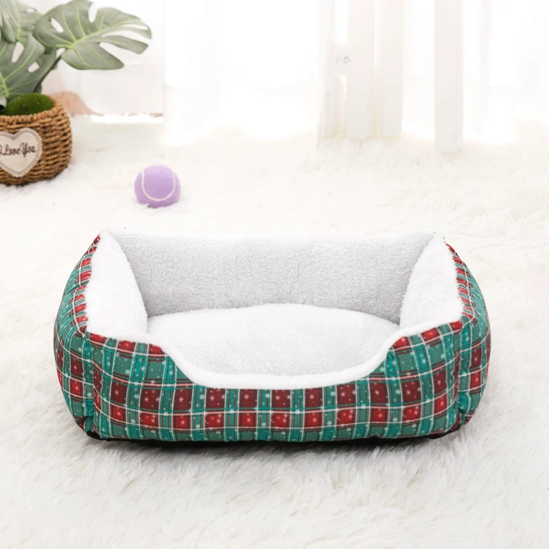 Luxury-Eco-Friendly-Dog-Bed-with-Grey-Faux-Fur-Plush-Cover-Machine-Washable-Linen-Soft-Animal-Pattern-Sustainable-Pet-Beds