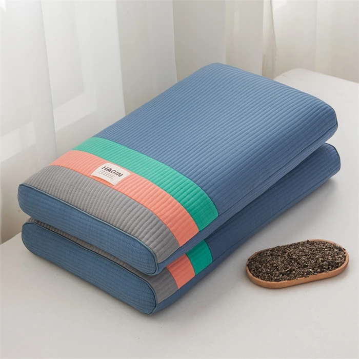 Luxury-Eco-Friendly-Modern-Plush-Neck-Pillow-with-3D-Cool-Bean-Fabric-and-Buckwheat-Hull-Filling-Machine-Washable-for-Bed-Use