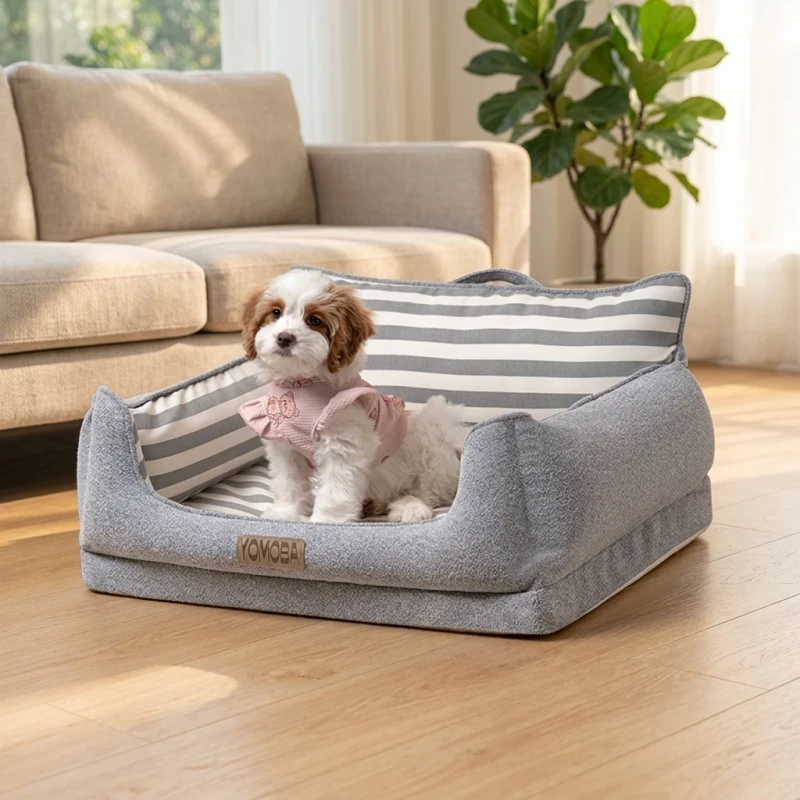 Luxury-Eco-friendly-Flax-Cotton-Fabric-Orthopedic-Pet-Bed-Detachable-Easy-to-Wash-Factory-Direct