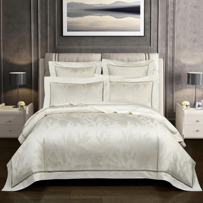 Luxury-Embroidered-Solid-White-100-Cotton-600TC-Jacquard-Crafted-High-Quality-Duvet-Cover-Set-Bedding-Set