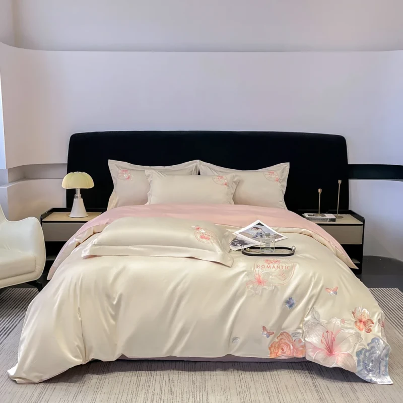 Luxury-Heavy-Embroidery-Soft-100-Long-Staple-Cotton-Duvet-Cover-Set-4-Piece-Flat-Fitted-Sheet-All-Season-Bedroom-Gift-Bedding