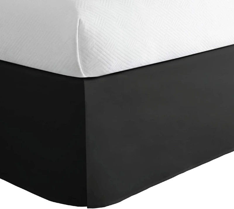 Luxury-High-Quality-40-Count-Pleated-Polyester-Bed-Skirt-Ruffle-200TC-Cooling-Brown-Plain-Design-for-Hotel-Home-Use-Million
