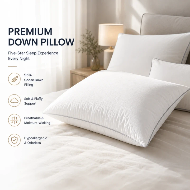 Luxury-Hotel-Collection-White-Goose-Down-Pillow-High-Density-Cotton-Shell-Soft-Neck-Support-Bedding-Sleeping-Pillow