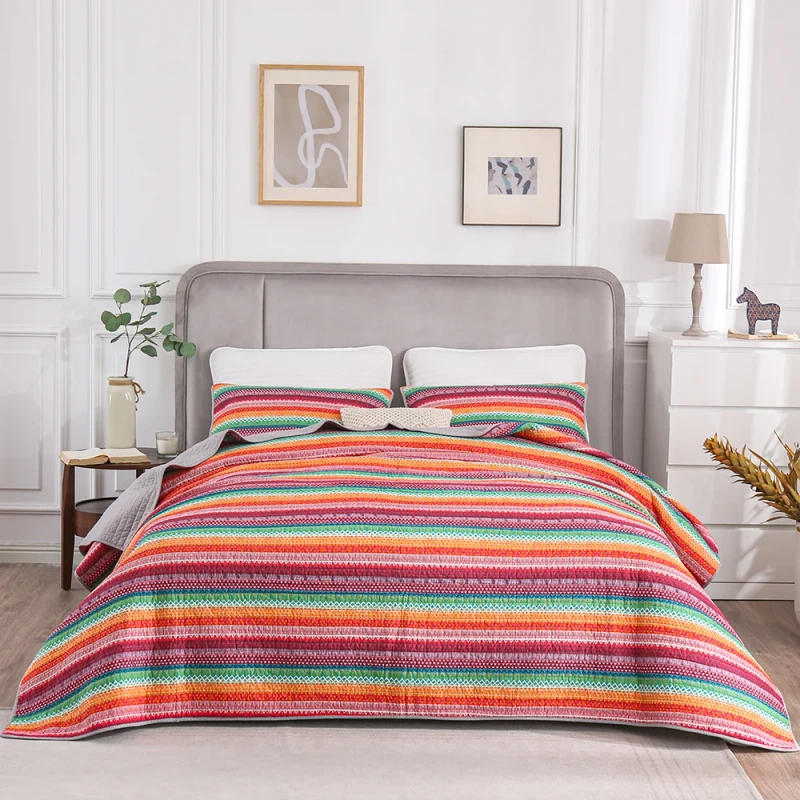 Luxury-Hotel-Cotton-Coverlet-Set-Queen-3-Piece-Lightweight-Bedspread