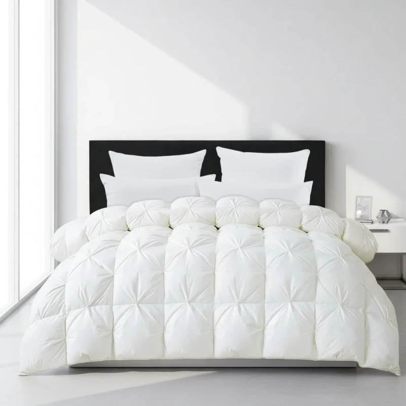 Luxury-Hotel-Quality-All-Season-Comforter-100-Cotton-Pintuck-Style-4-Corner-Tabs-Handmade-King-White-Duvet-Quilt-Home-Spring
