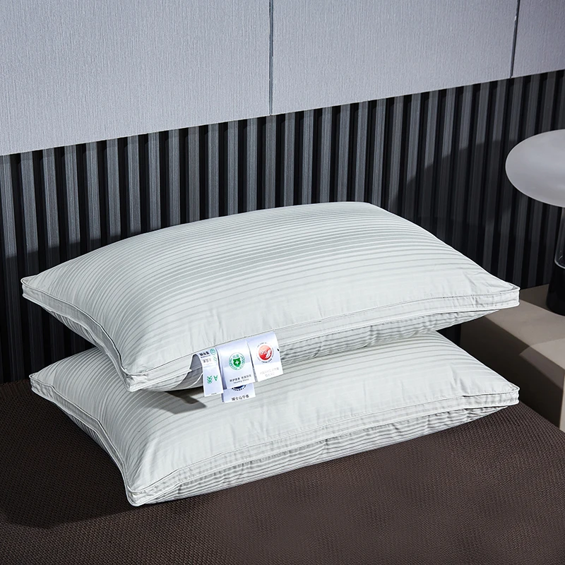 Luxury-Hotel-Quality-Geometric-Pattern-Customizable-Bed-Pillow-100S-300TC-Organic-Cotton-Shell-Breathable-Goose-for-Neck-Support