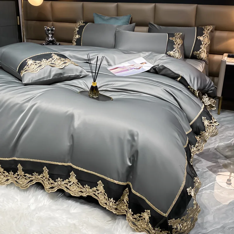 Luxury-Jacquard-Long-Staple-Cotton-Bedding-Set-European-Style-Embroidery-Lace-Four-piece-Set-For-Wedding