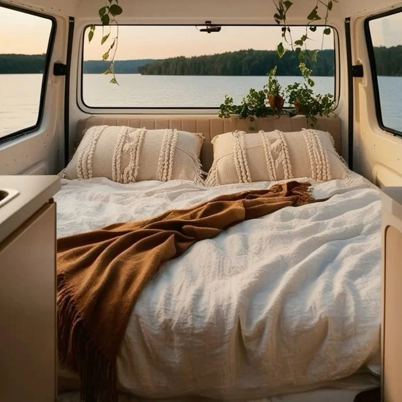 Luxury-Modern-Motorhome-Bedding-Set-4-Piece-Cotton-Linen-Fitted-Bed-Sheet-Soft-Short-Cooling-Breathable-Secure-Fit-Deep-Pocket
