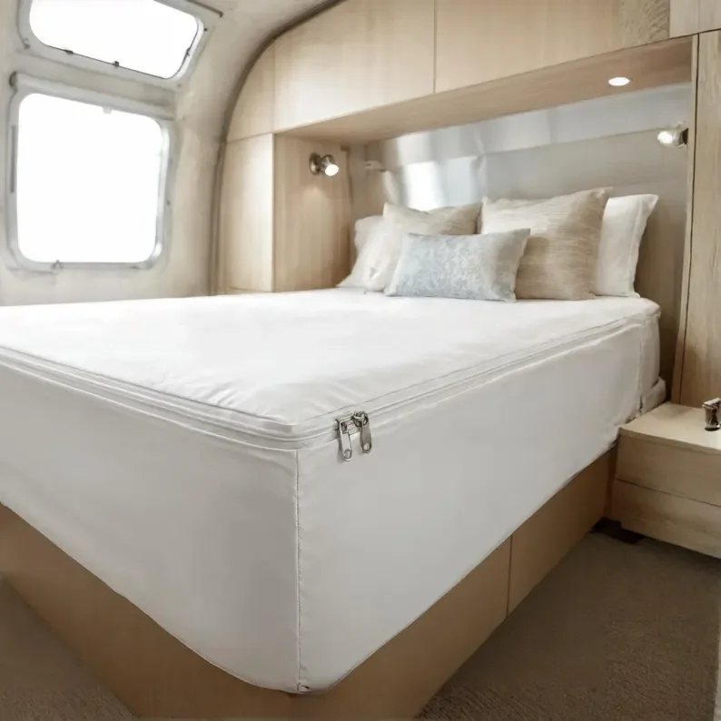 Luxury-Modern-Organic-Cotton-RV-Soft-Short-Bedding-Set-for-Campervan-Caravan-Polyester-Customizable-Colors-Logo-400TC-Thread