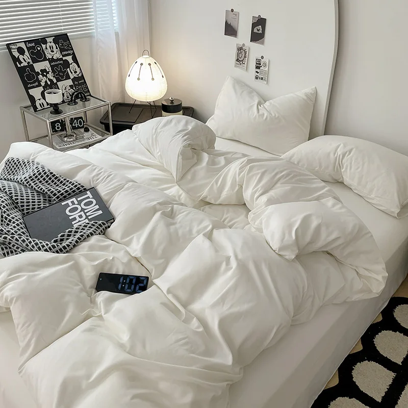 Luxury-Modern-Washed-Cotton-Printed-Eco-Friendly-Custom-Bedding-Set-Simple-White-for-Premium-Home-Decoration-4-Piece