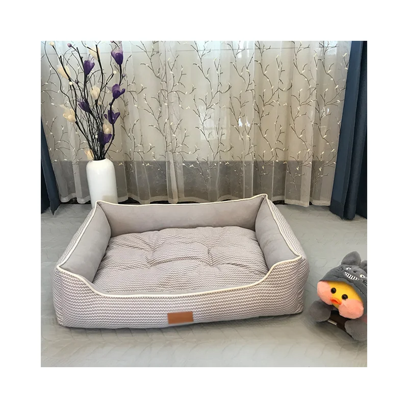 Luxury-Pet-Bed-Rectangular-Stripe-Cotton-Linen-Pet-Mat-with-Non-slip-Bottom-Memory-PP-Cotton-Pet-Cushion