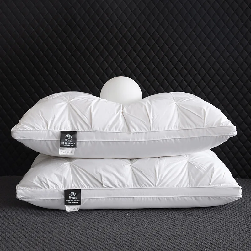 Luxury-Pillows-Down-proof-King-Queen-100-Cotton-Bedding-3D-Style-Rectangle-Pillow-Imitation-Goose-Down-100-Polyester-Fiber