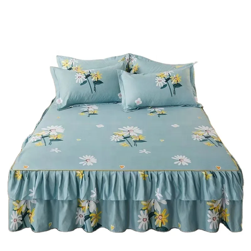 Luxury-Sheets-Elastic-Bed-Skirt-Set-Cover-King-Queen-Single-Dorm-Home-and-Hotel-100-Polyester-Bedding-Set