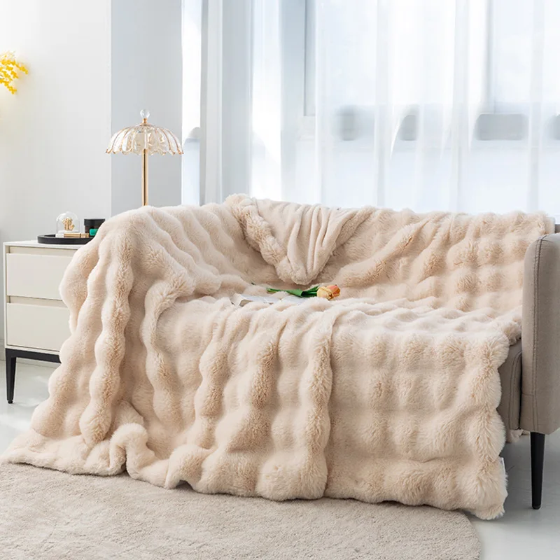 Luxury-Solid-Cartoon-Rabbit-Faux-Fur-Bubble-Throw-Blanket-Coral-Plush-Sofa-Cover-Customizable-Four-Seasons-Use