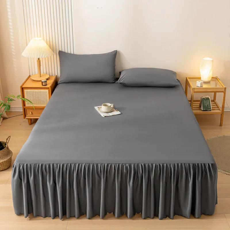Luxury-Solid-Color-Bed-Skirt-100-Polyester-Bed-Skirt-Set-Brushed-Bed-Skirt-for-Home-Hotel