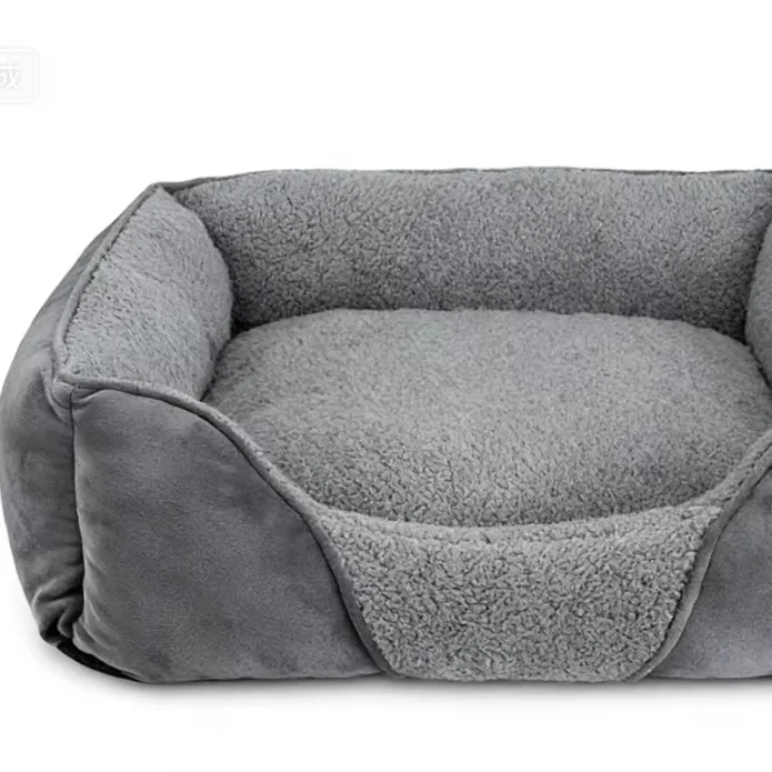 Luxury-Solid-Linen-Dog-Bed-Medium-Washable-Round-Pet-Bed-Grey-Super-Soft-Orthopedic-Puppy-Bed-with-Anti-Slip-Bottom