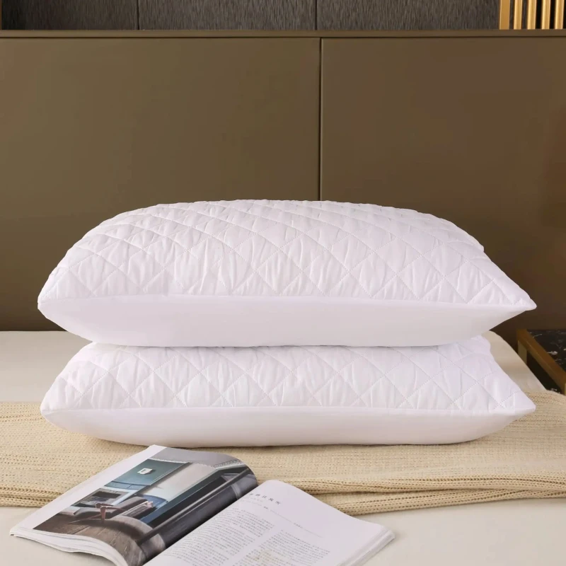 Luxury-Solid-Neck-Support-Cooling-Bed-Pillows-Set-of-2-Adjustable-100-Polyester-Fiber-Anti-Dust-Mite-Customizable-Color-Logo