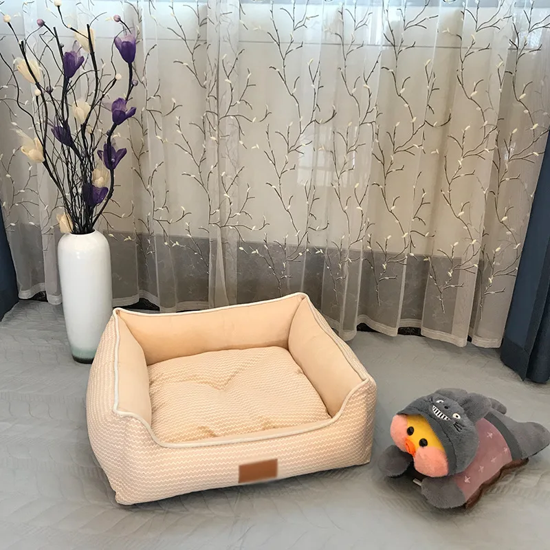 Luxury-Square-Dog-Bed-Cat-Nest-Pet-Mat-Removable-Washable-Breathable-Cotton-Linen-Cloth