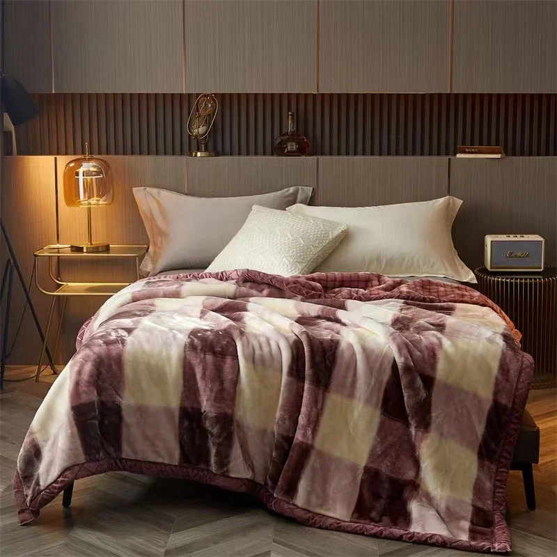 Luxury-Throw-2-Ply-Raschel-Heavy-Weight-Winter-Blanket-Red-Color-Traditional-Chinese-Design-Customizable