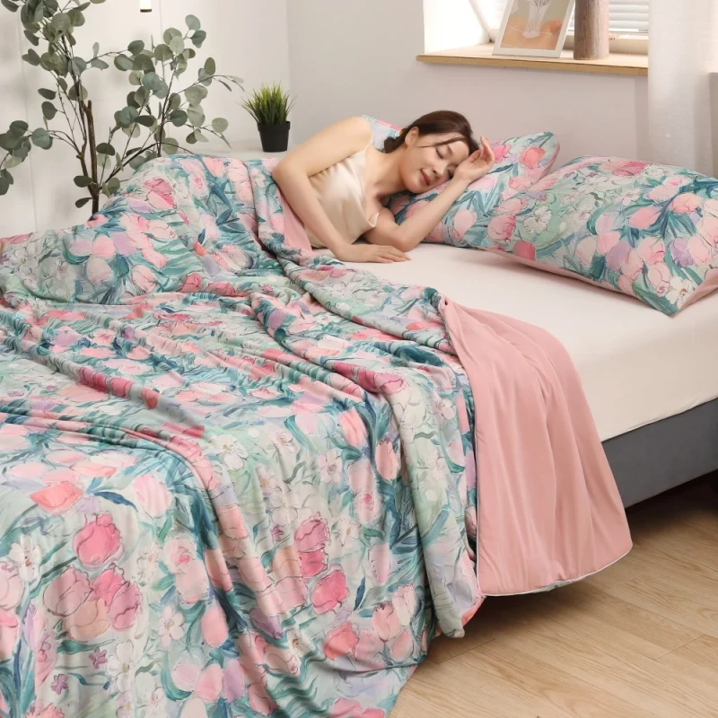 Luxury-Tulip-Single-Double-Person-Summer-Cooling-Quilt-Blanket-Comforter