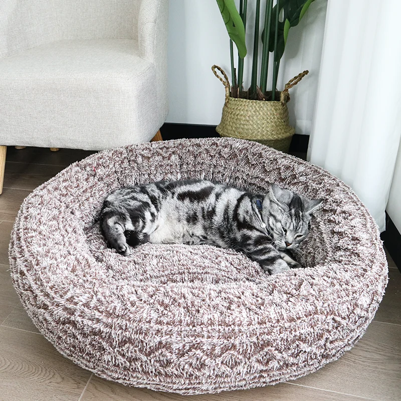 Luxury-Ultra-Removable-Round-Dog-Bed-with-Calming-Donut-Shape-Pet-Bed-with-Detachable-Design