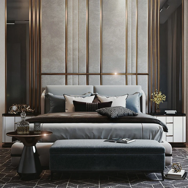 Luxury-Upholstered-King-Bed-Solid-Wood-Frame-Velvet-Fabric-Runner-5-Star-Resort-Hotel-Bedroom-Furniture